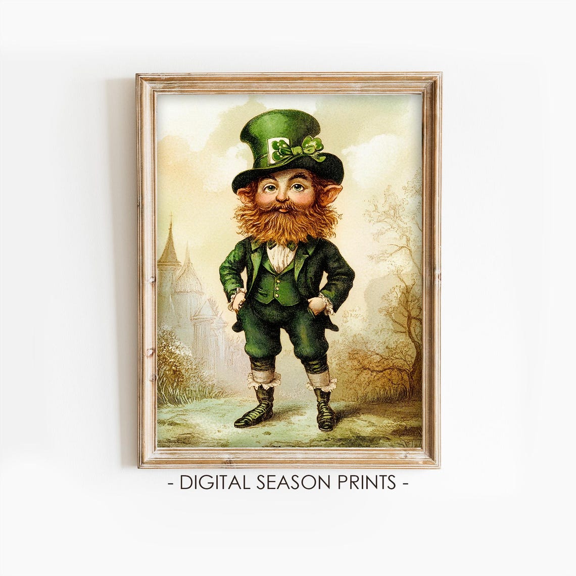 Vintage Leprechaun With Red Beard And Green Top Hat Portrait Poster