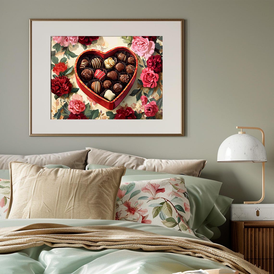 Heart Shaped Box Of Chocolates With Roses Valentines Day Gift Print - Image 3