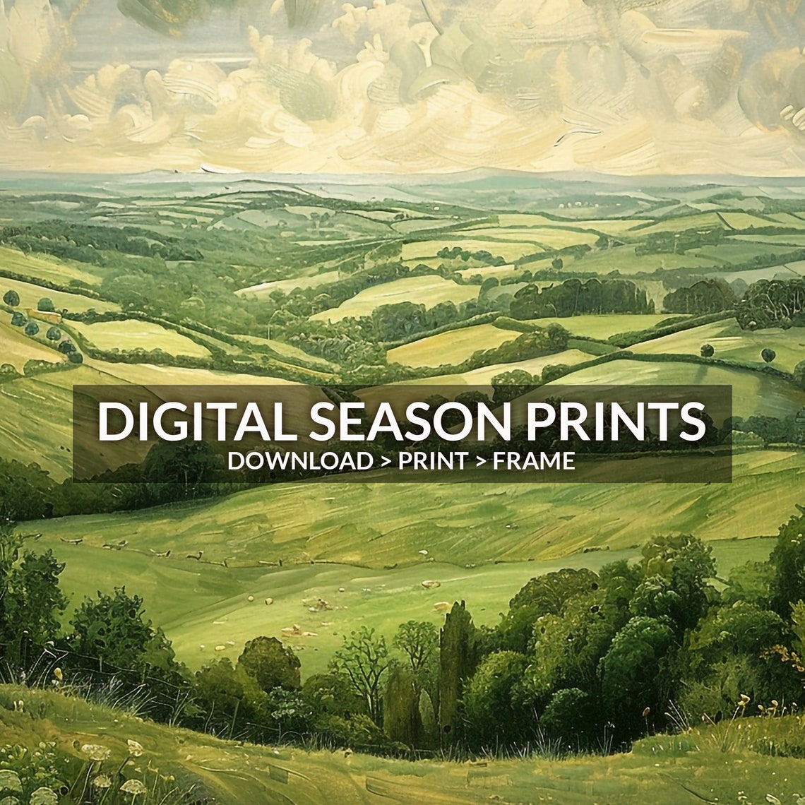 Green Rolling Hills Patchwork Countryside Summer Landscape Poster - Image 6