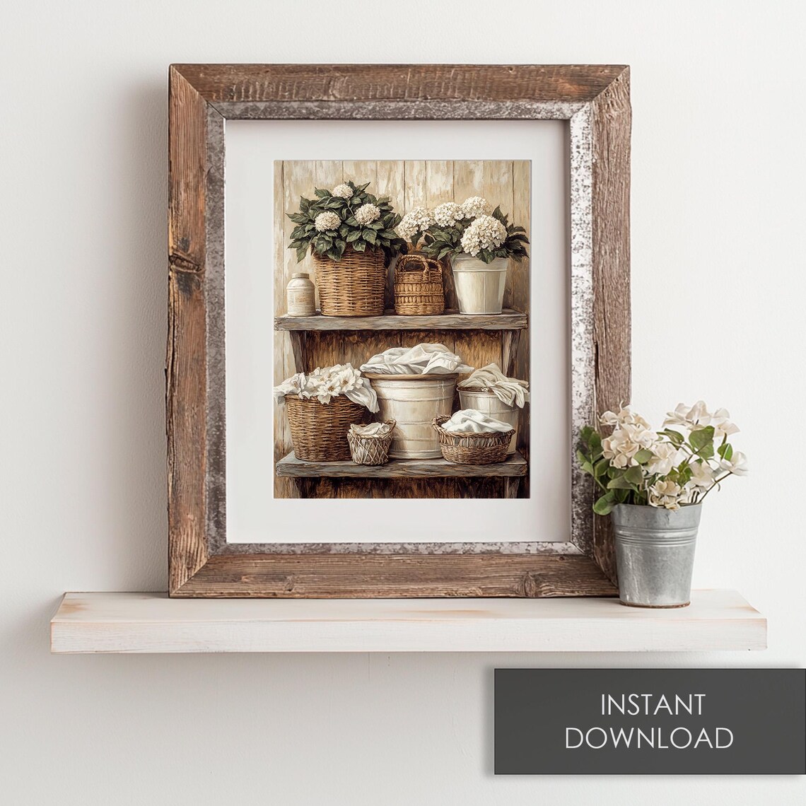 Laundry Baskets Painting Vintage Country Art Print - Image 6