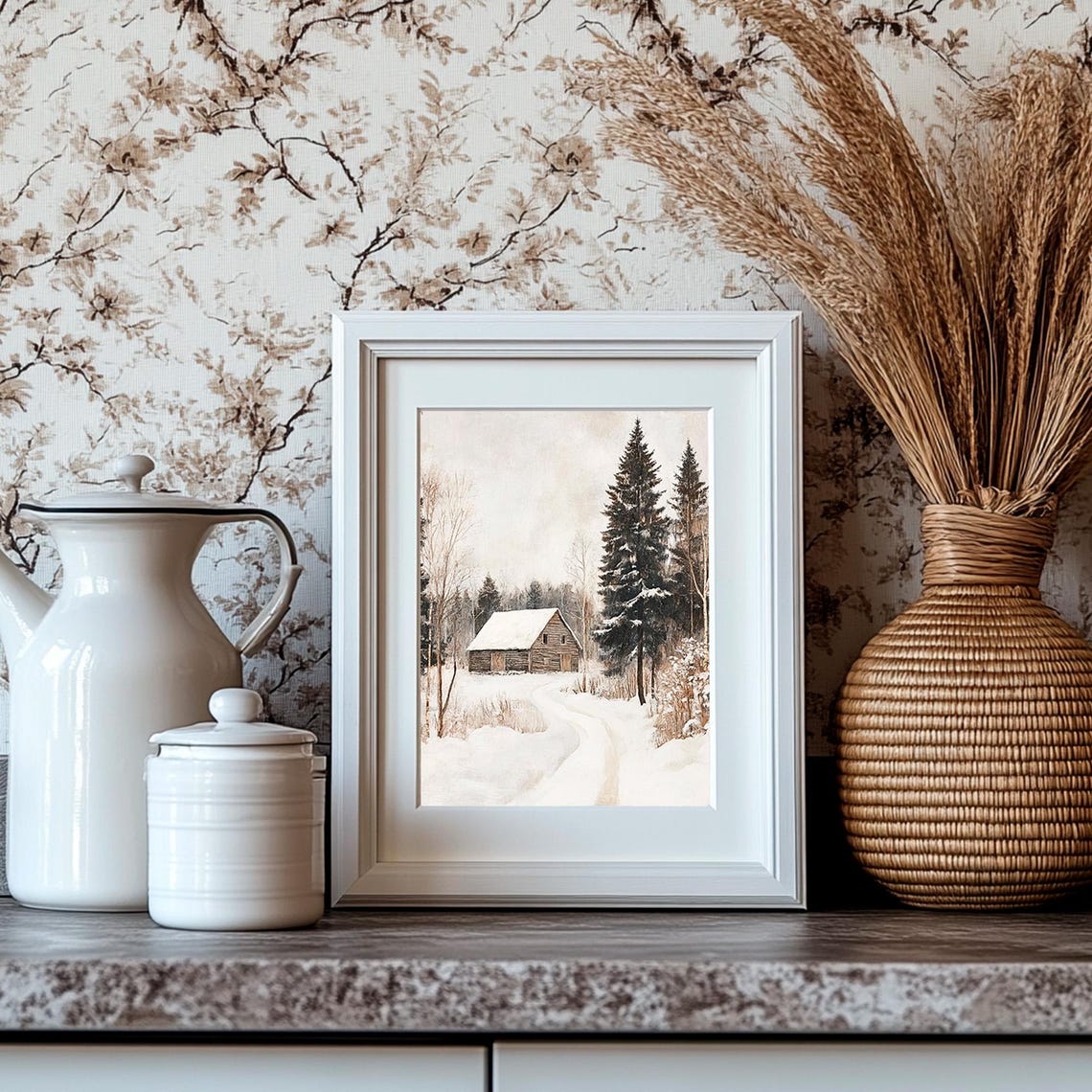 Rustic Snowy Barn Deep In Winter Forest With Winding Snow Path Poster - Image 4