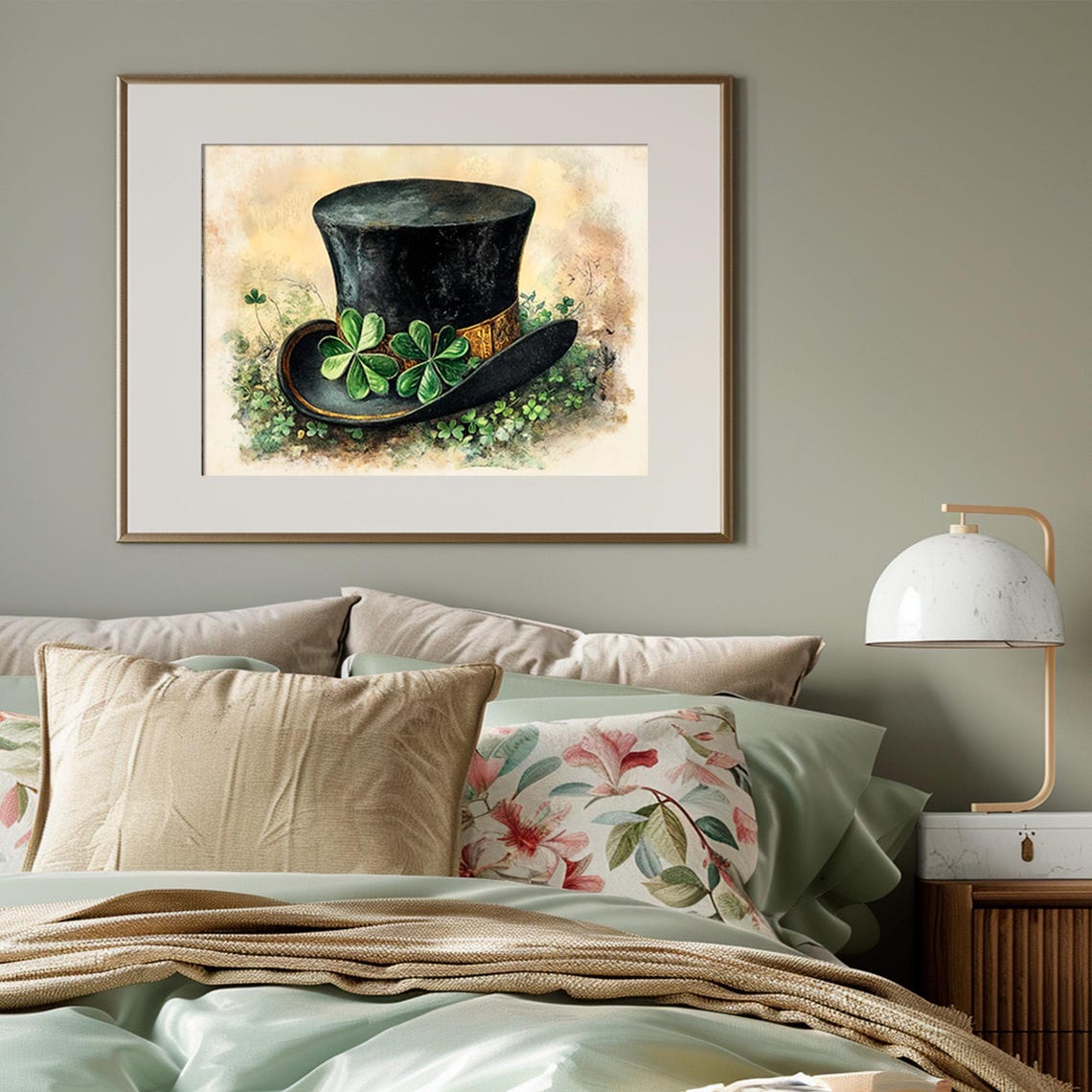 Vintage Black Top Hat Shamrocks St Patricks Day Lucky Poster - Image 3