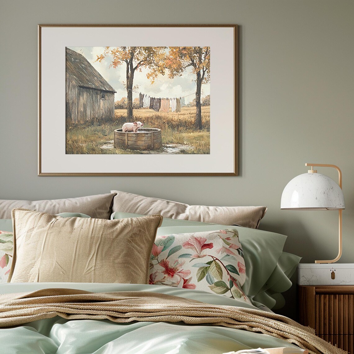 Pig Print, Vintage Farmhouse Country Cottagecore Art Print - Image 4