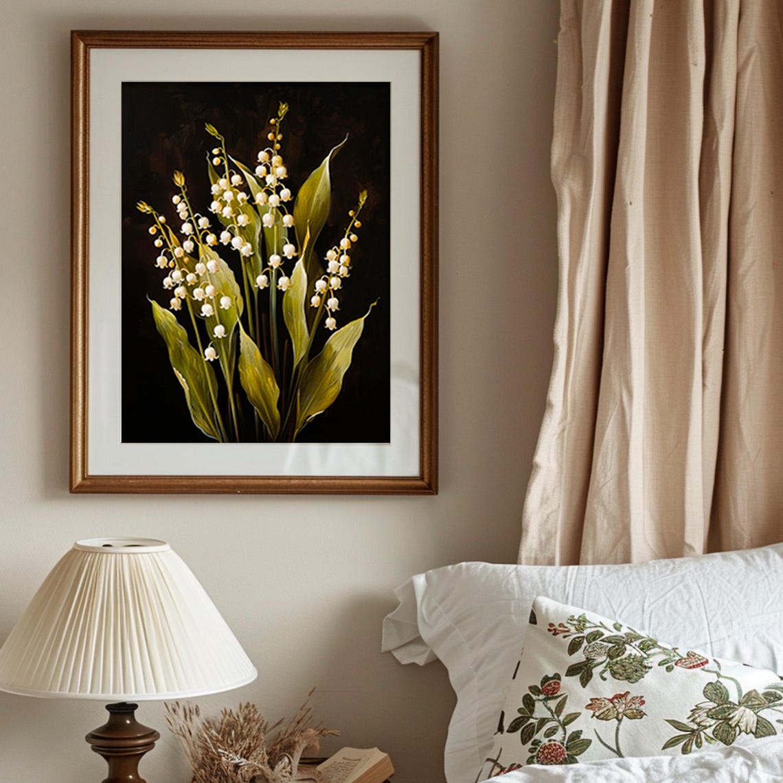 Lilies Of The Valley Moody Wall Art Floral Vintage Flower Still Life Dark Academia Decor Antique Dark Oil Painting - Image 5