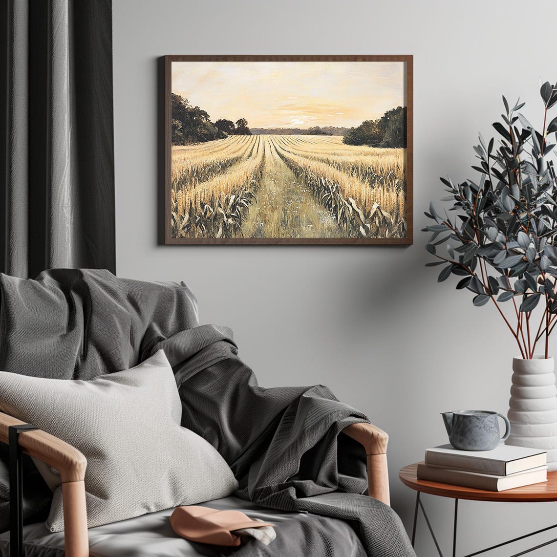 Golden Cornfield Sunset Country Farm Autumn Field Landscape Poster - Image 6