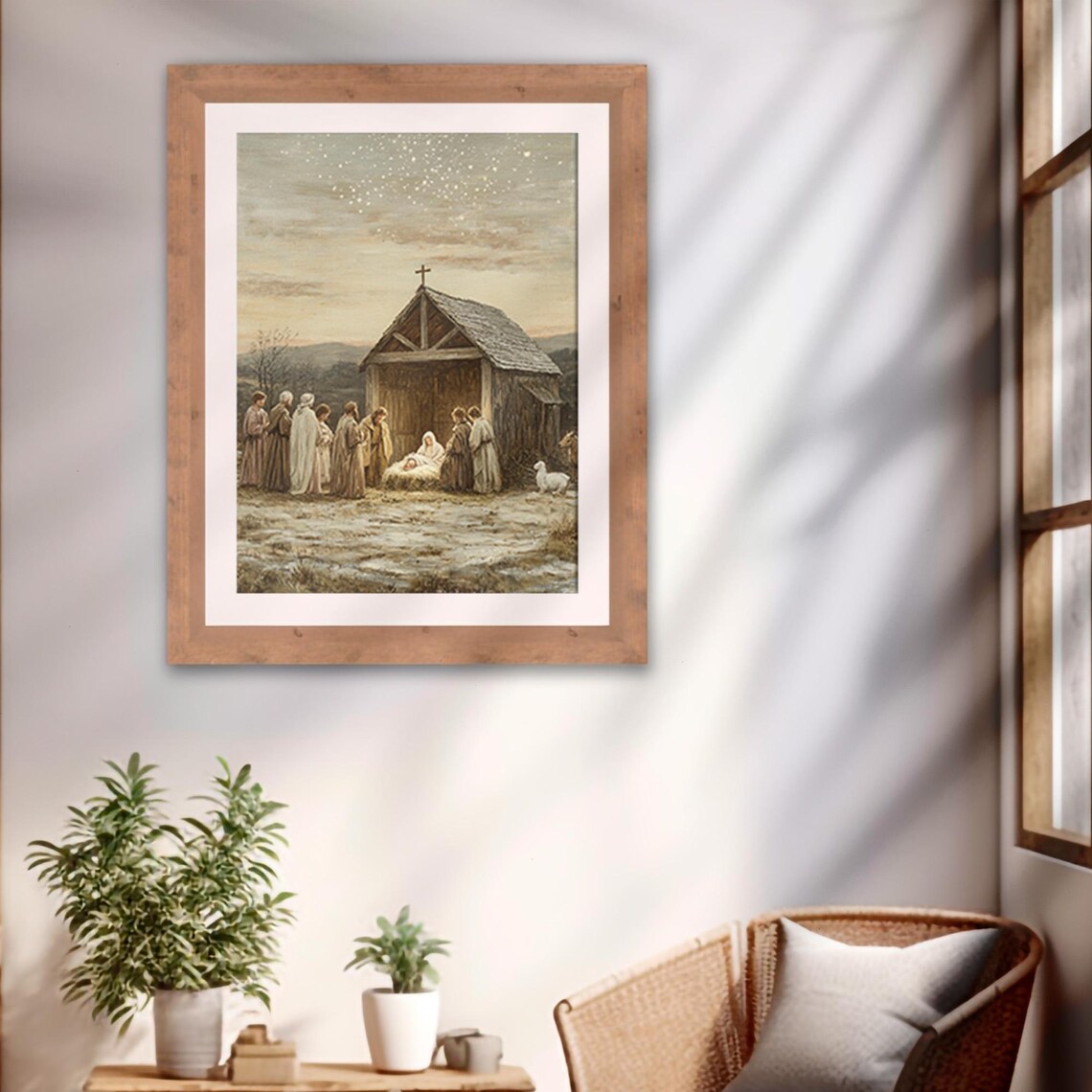 Vintage Nativity Scene, Christian Christmas Art Print - Image 2