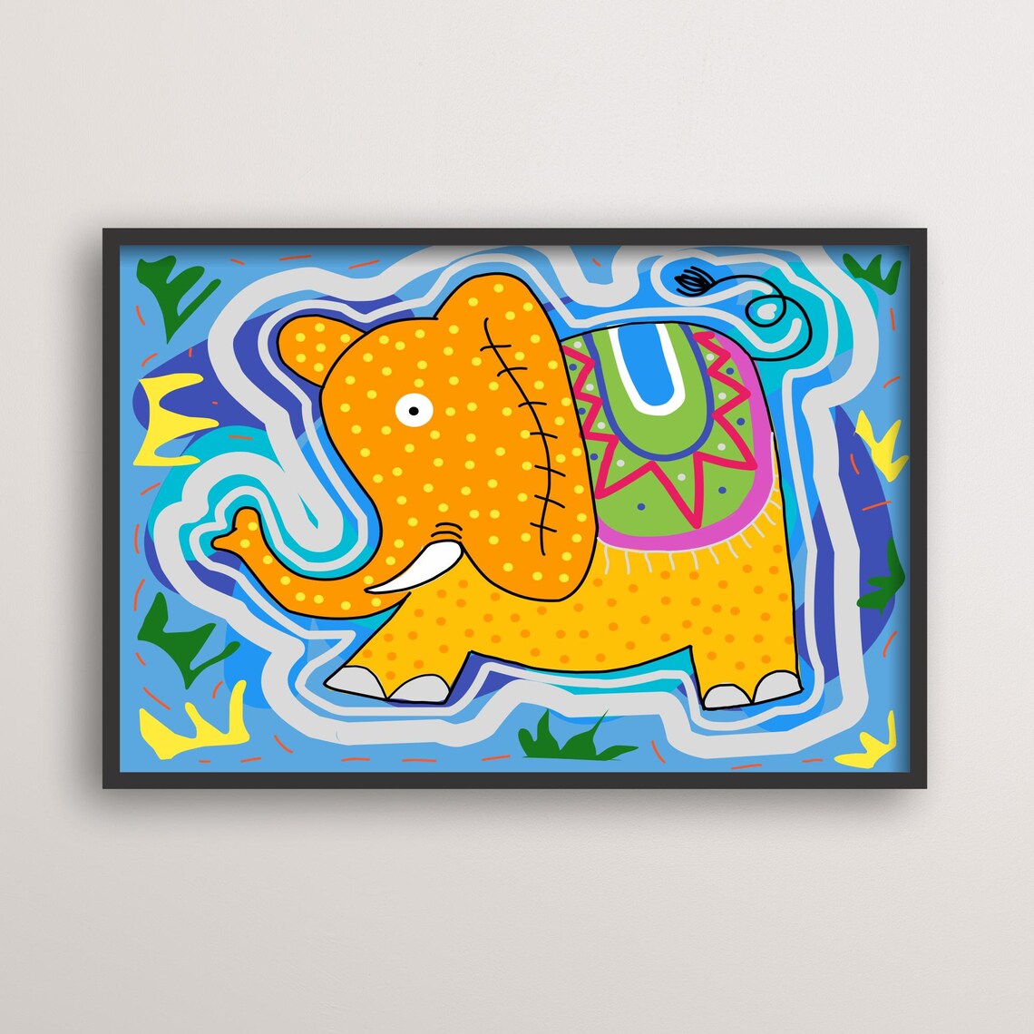 Whimsical Elephant Art Print, Boho Kids Room