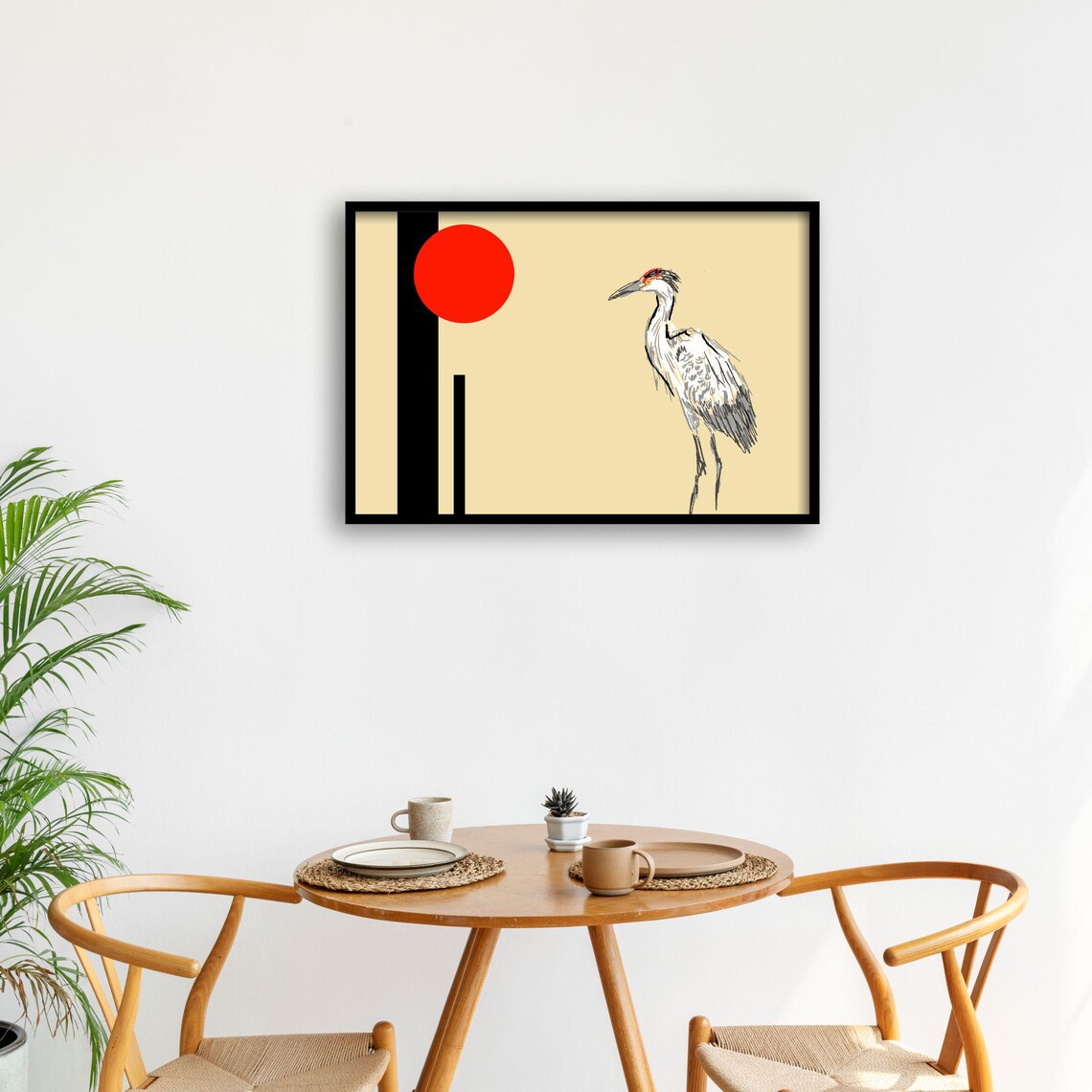 Crane Bird Minimalist Japanese Style Art Print - Image 3