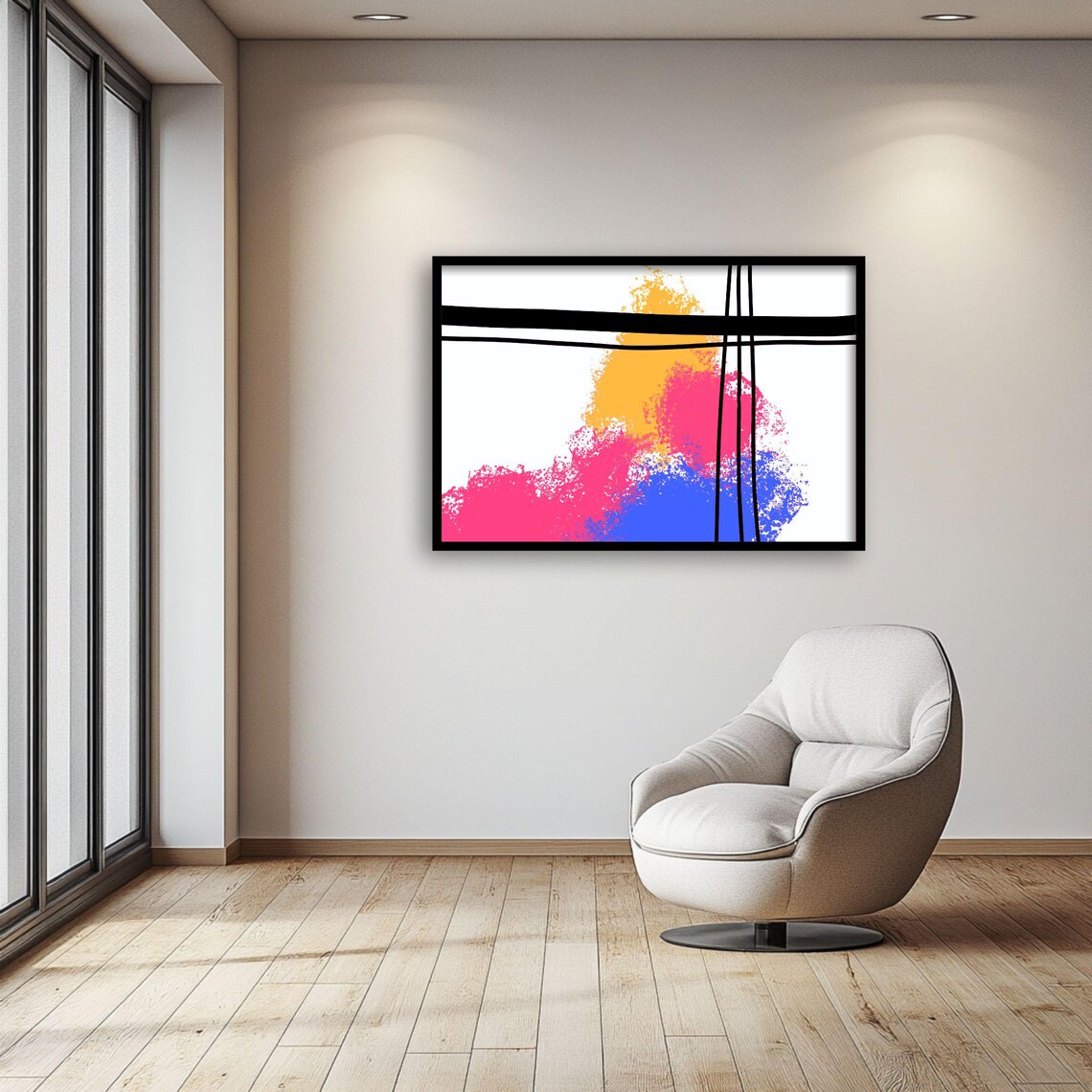 Color Splash Geometric Line Art, Boho Decor - Image 2