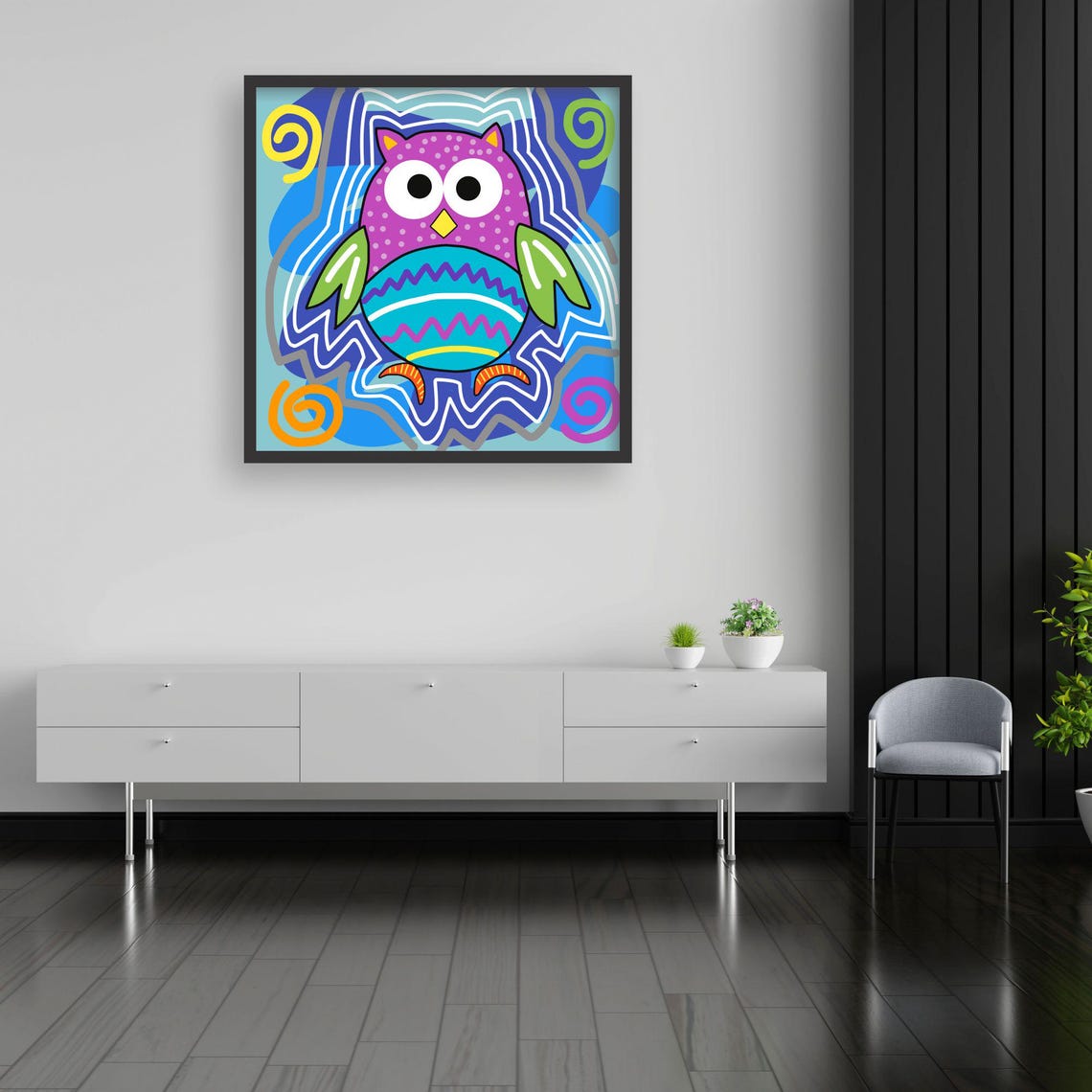 Owl Art, Whimsical Boho Nursery Decor - Image 3