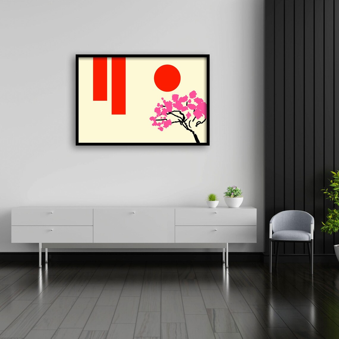 Japanese Cherry Blossom, Minimalist Nature Art Print - Image 4