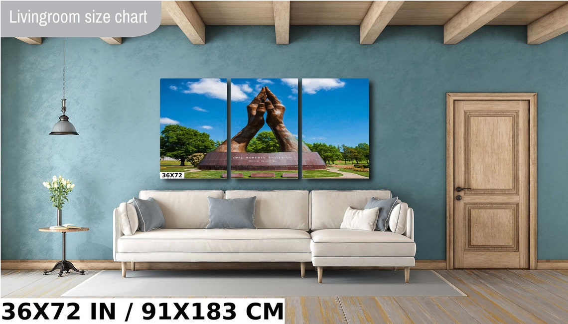 Oral Roberts Praying Hands Tulsa Blue Sky Sculpture View Poster - Image 2