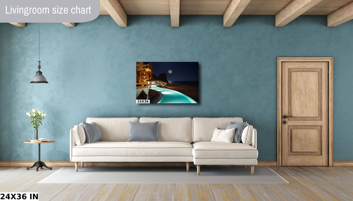 Cabo San Lucas Resort Infinity Pool Night Full Moon Ocean Poster - Image 5