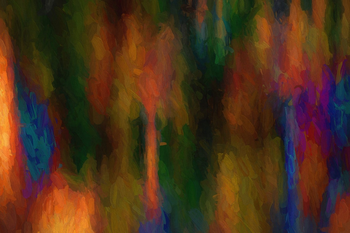Abstract Warm Autumn Brushstrokes Impasto Textured Modern Art Poster