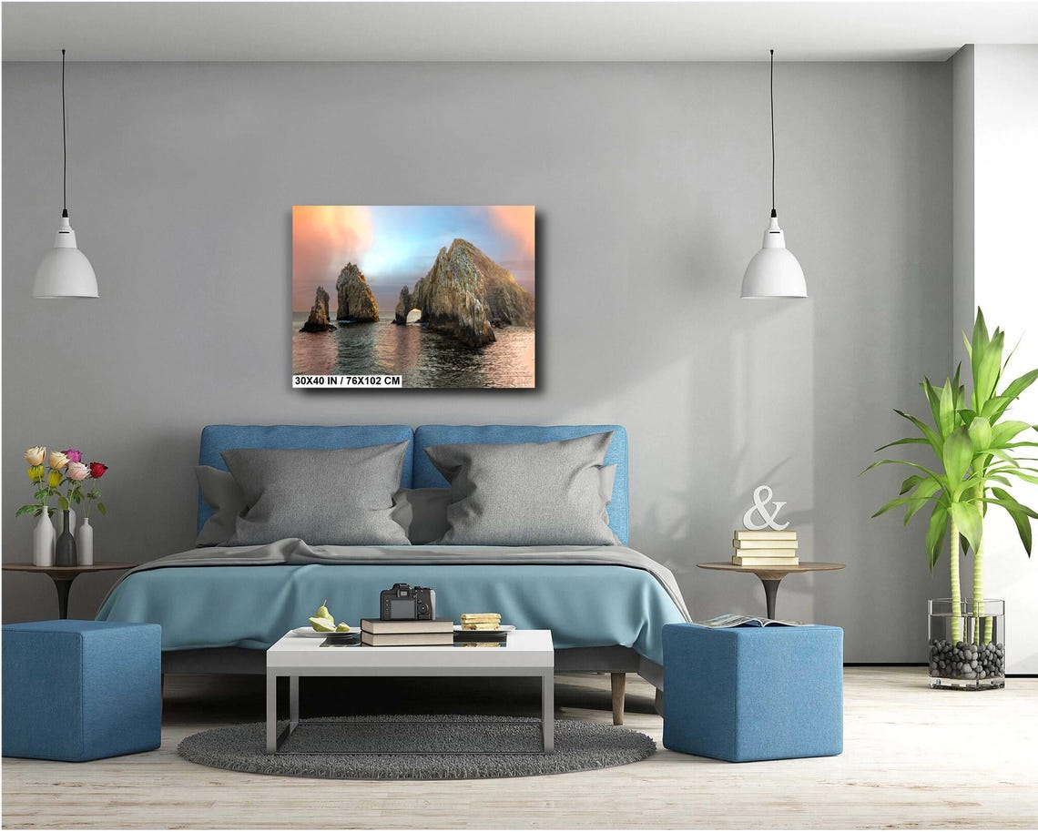 Cabo El Arco Sea Stacks Pastel Sunset Ocean Rock View Poster - Image 5