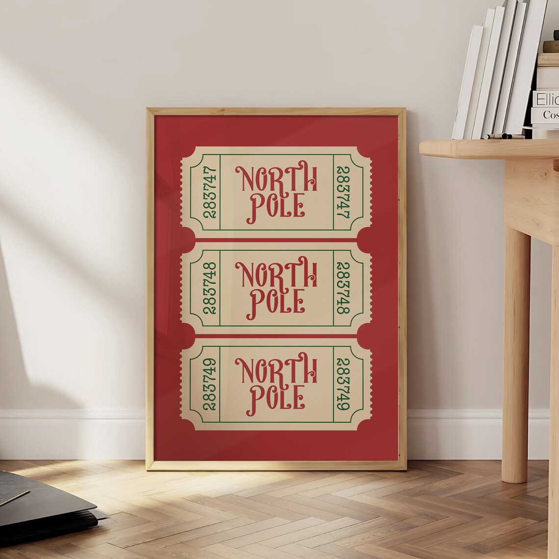 North Pole Ticket Vintage Christmas Poster Print