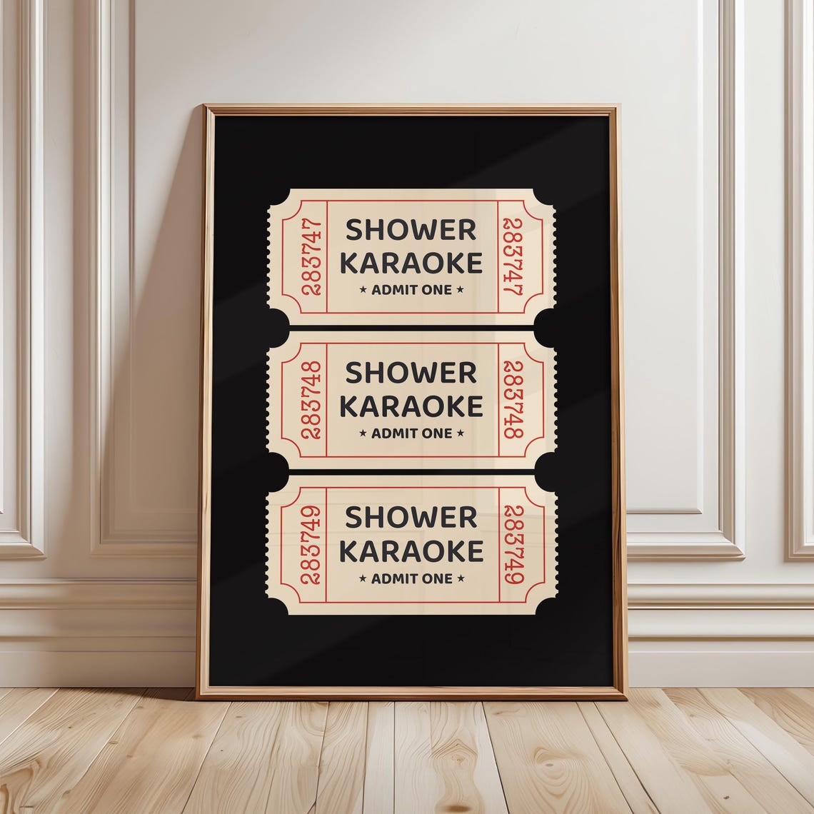 Shower Karaoke Admit One Retro Ticket Stub Funny Bathroom Poster