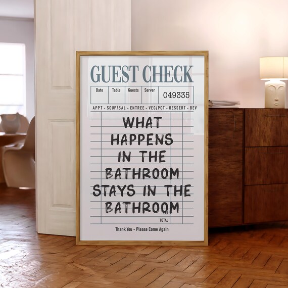 Funny Guest Check Bathroom Humor Quote Retro Typography Poster