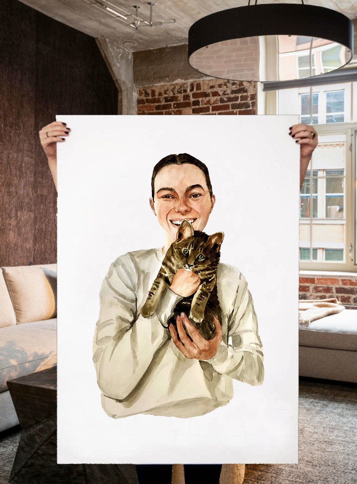 Pet And Owner Watercolor Portrait, Christmas Gift - Image 3