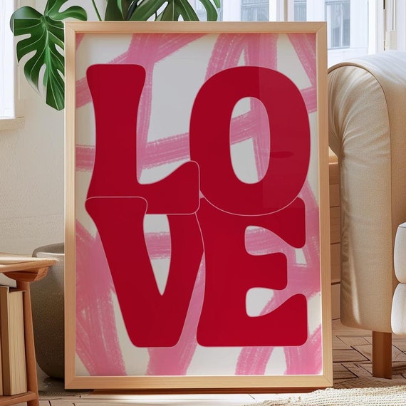 Love Art Print Bold Typography Poster Retro 70s Gift For Gallery Wall