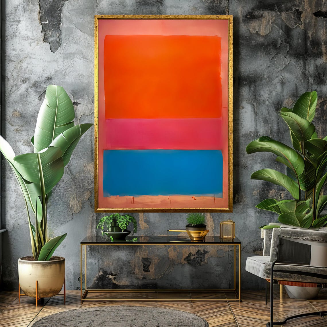 Red Pink Blue Stacked Color Field Abstract Vibrant Modern Poster - Image 4