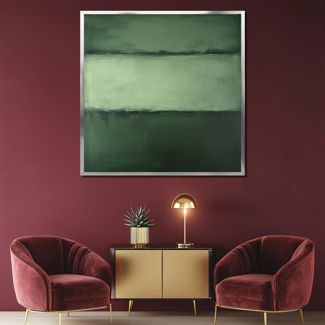 Rothko Style Green Gradient Sage Forest Color Field Abstract Poster - Image 2