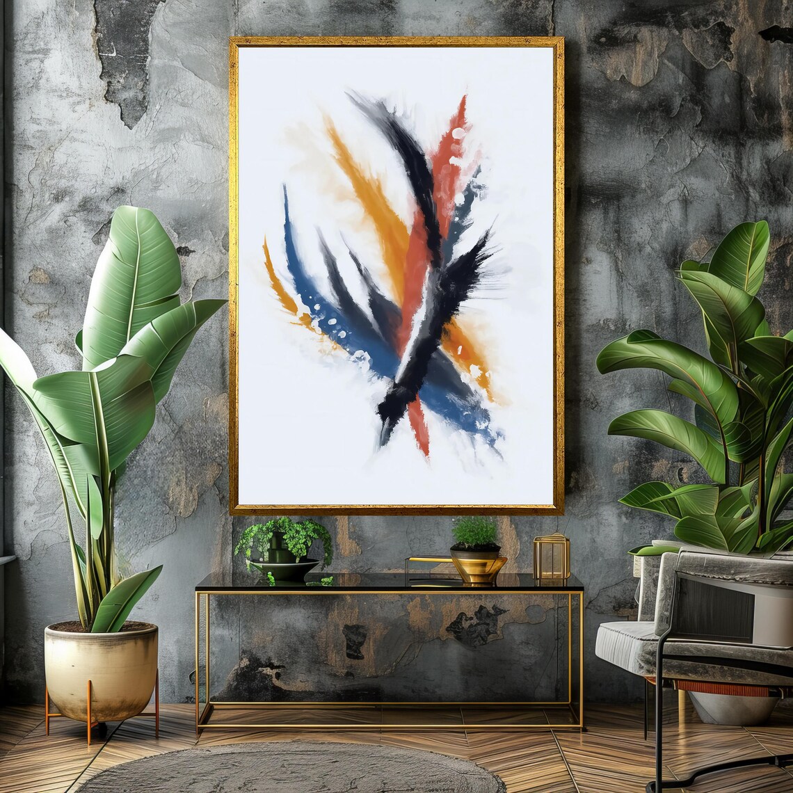 Dynamic Abstract Brushstroke Painting, Modern Art Gift - Image 4