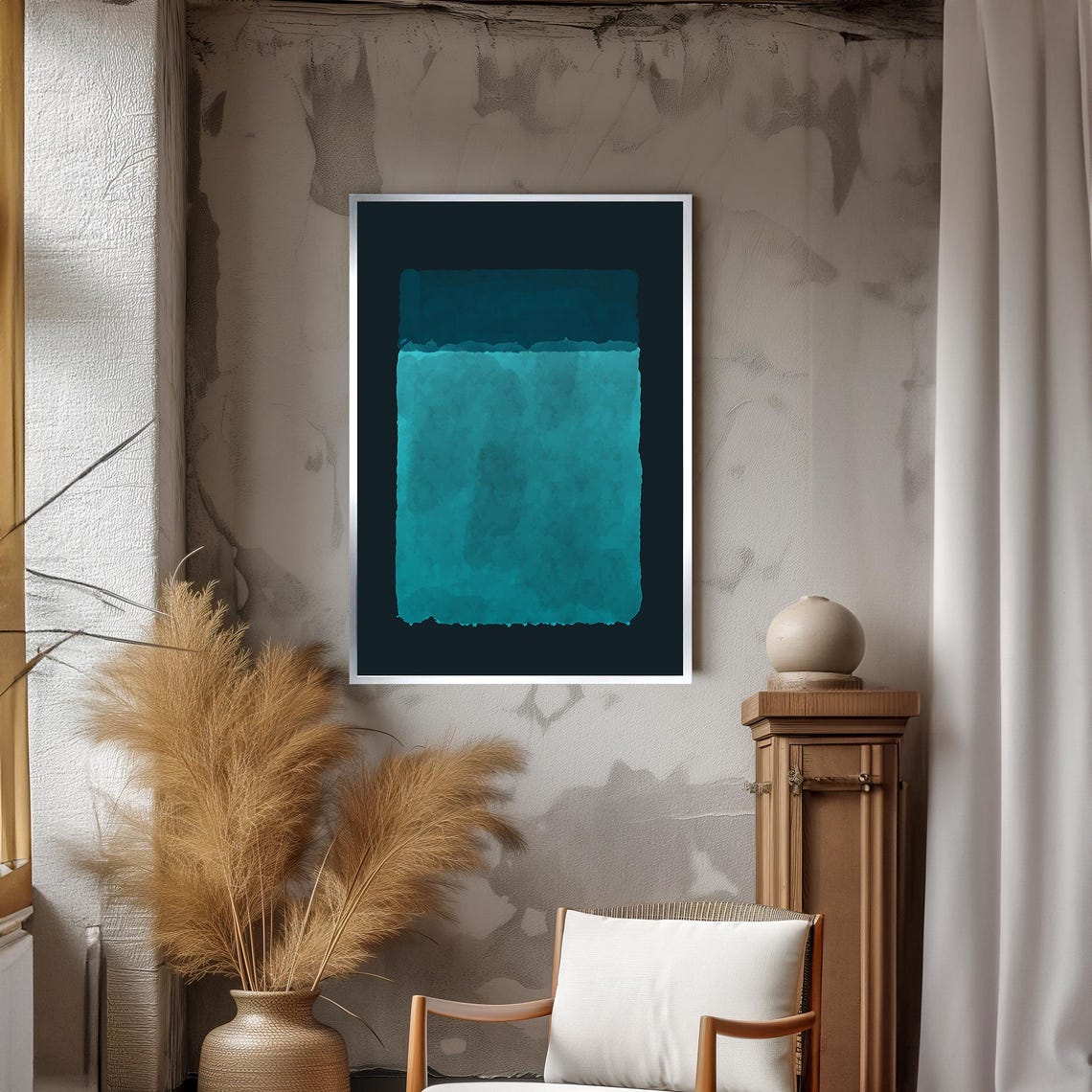 Mark Rothko Style Deep Teal Monolith Abstract Color Field Art Poster - Image 3