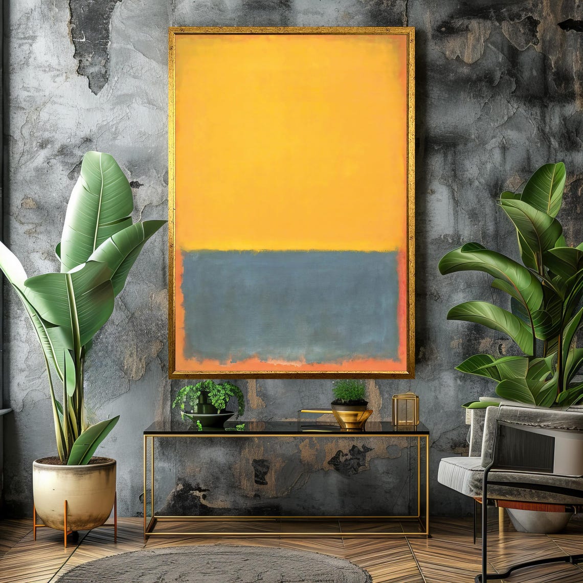 Mark Rothko Style Sunlit Yellow And Deep Green Abstract Art Poster - Image 4