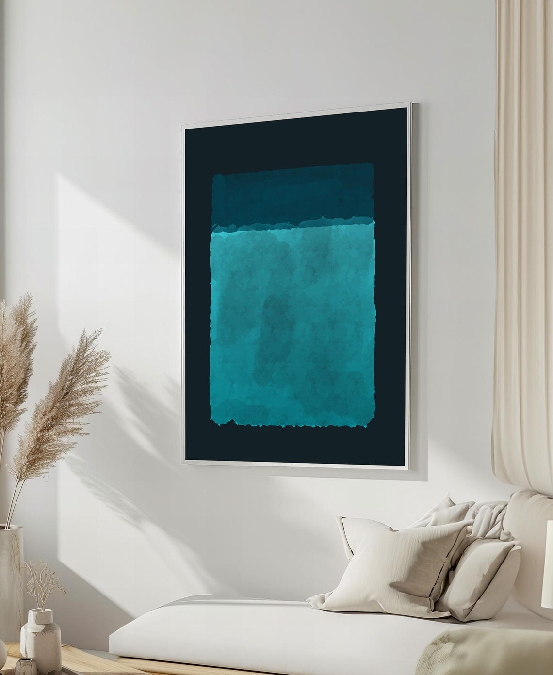 Mark Rothko Style Deep Teal Monolith Abstract Color Field Art Poster