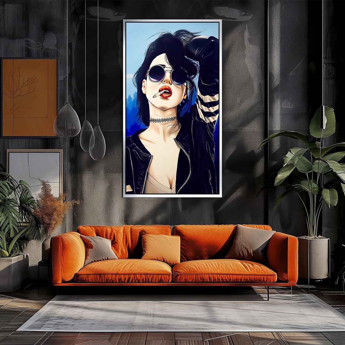 Bold Edgy Woman With Round Sunglasses And A Black Leather Jacket Poster - Image 3
