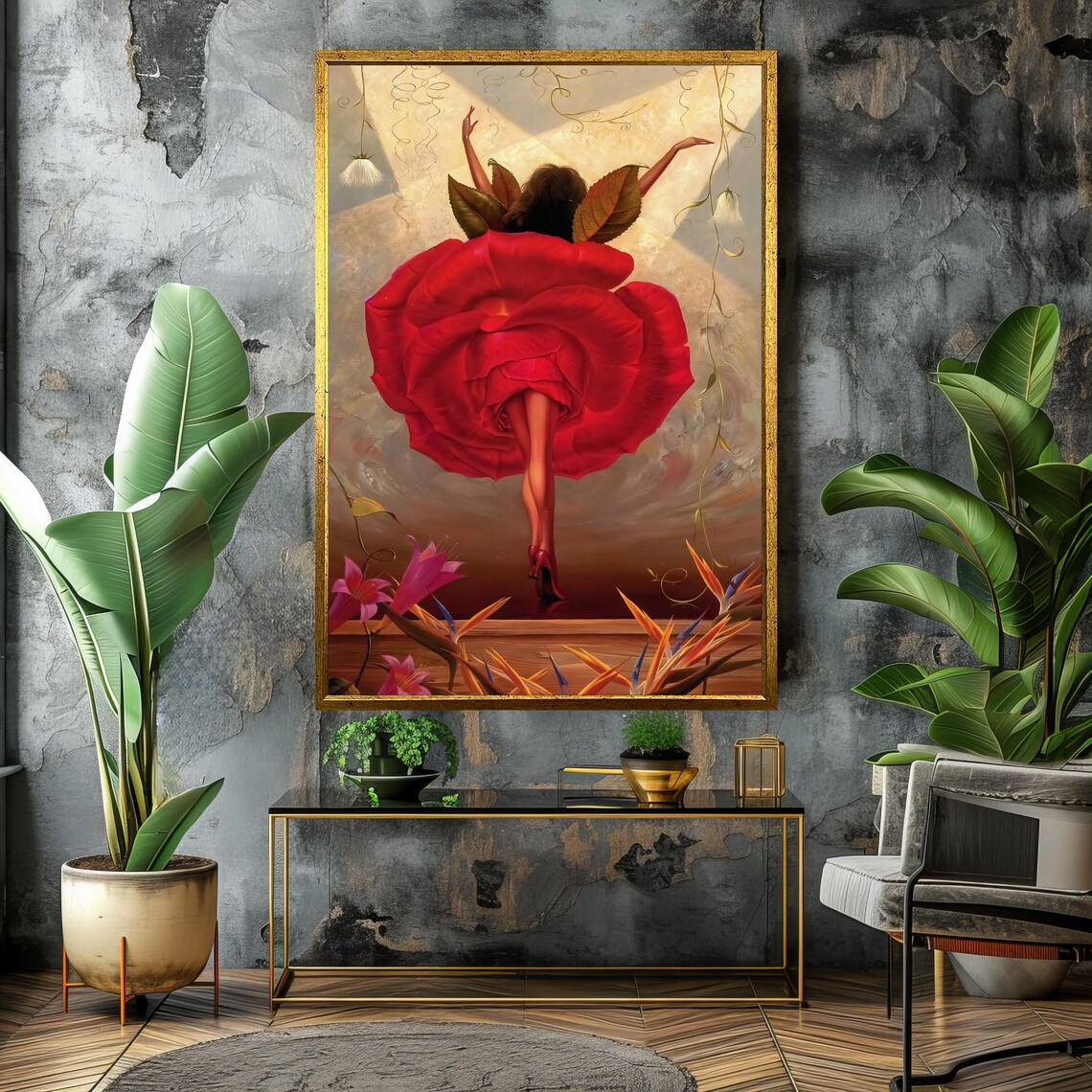Vladimir Kush Flamenco Dancer Red Rose Dress Surrealist Poster - Image 4