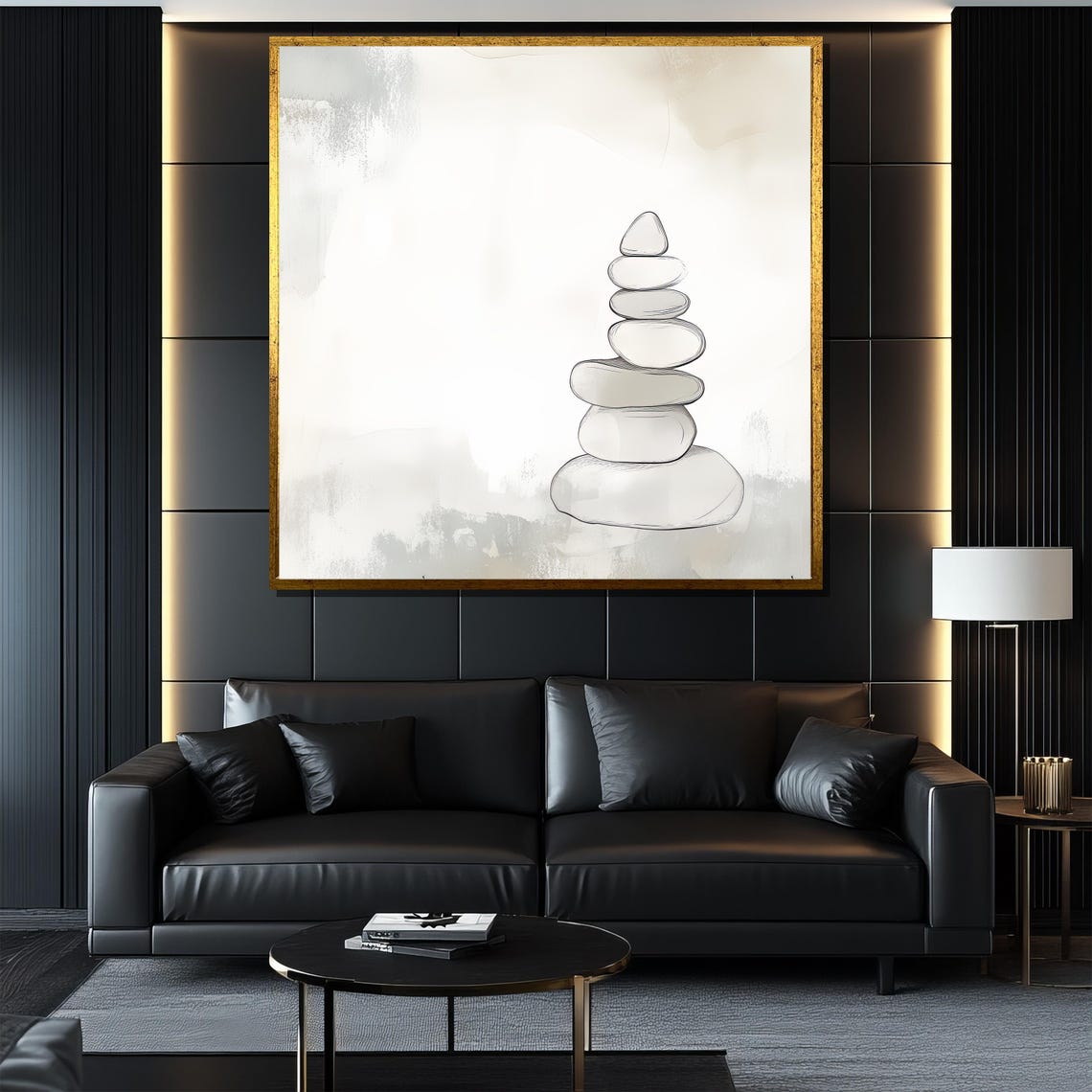 Minimalist Stacked Zen Stones Cairn Neutral Boho Balance Poster - Image 4