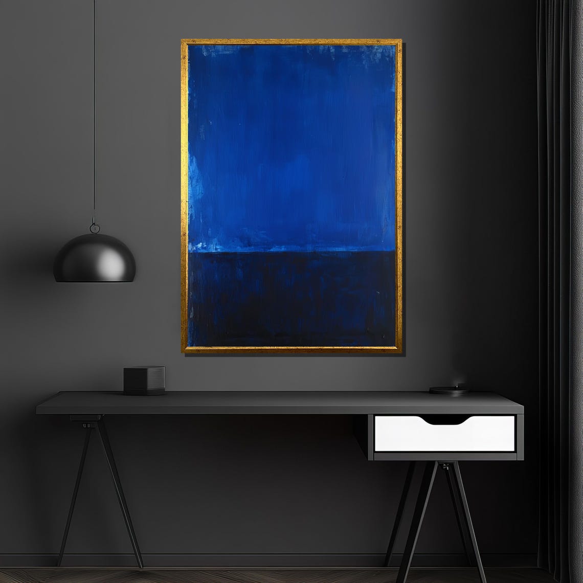 Rothko Style Cobalt And Navy Blue Color Field Abstract Poster - Image 4
