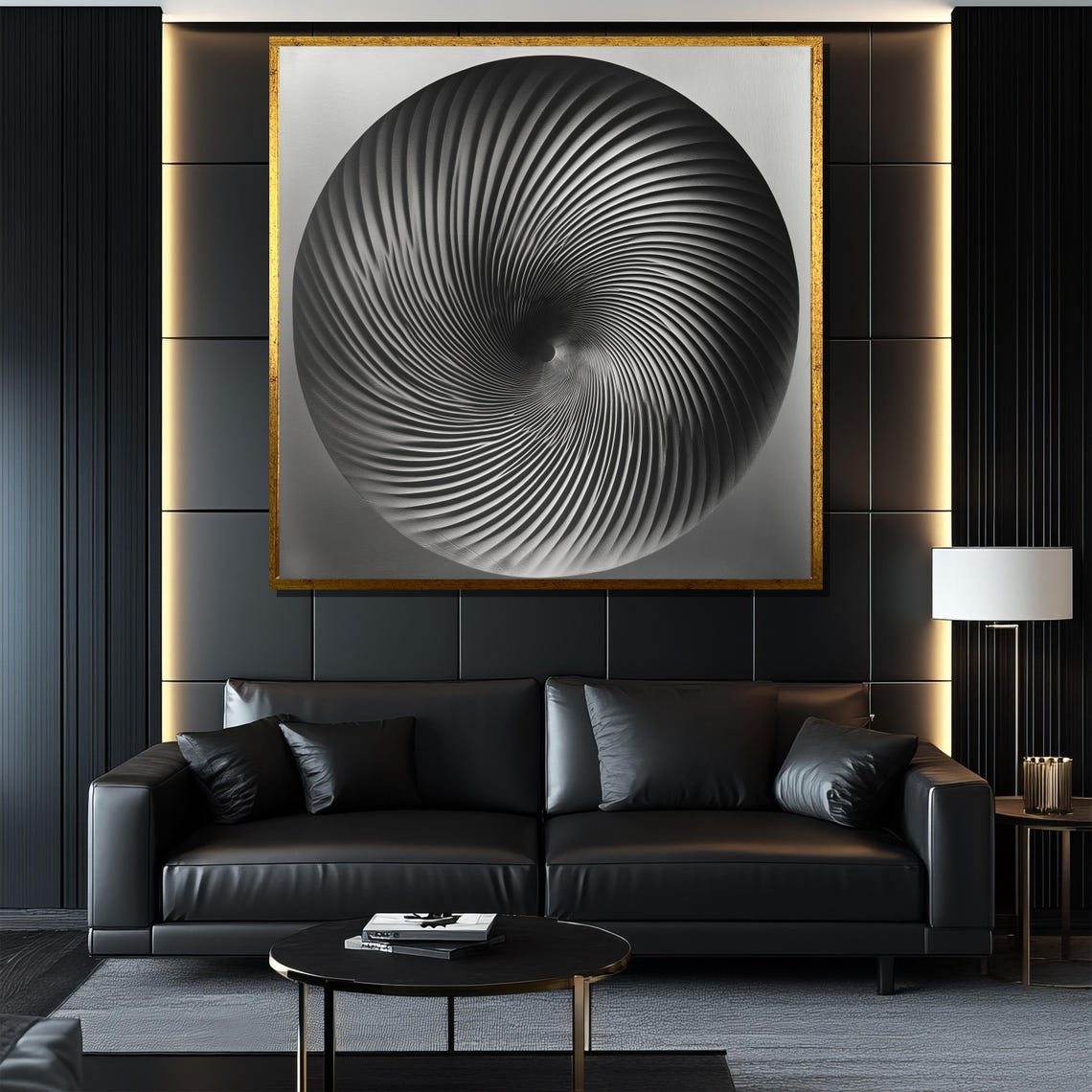 Black And White Spiral Abstract Painting Modern Minimalist Wall Art Geometric Home Decor Gift Idea - Image 4