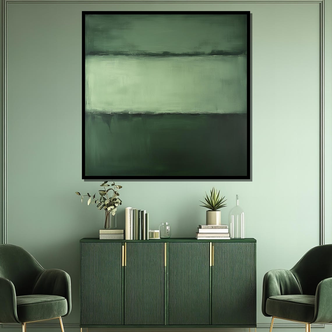 Rothko Style Green Gradient Sage Forest Color Field Abstract Poster - Image 3