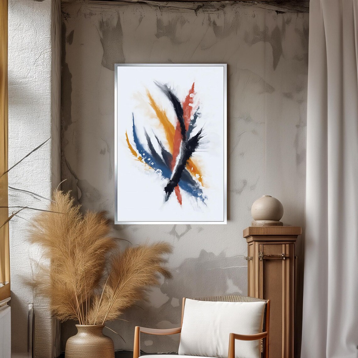 Dynamic Abstract Brushstroke Painting, Modern Art Gift - Image 3