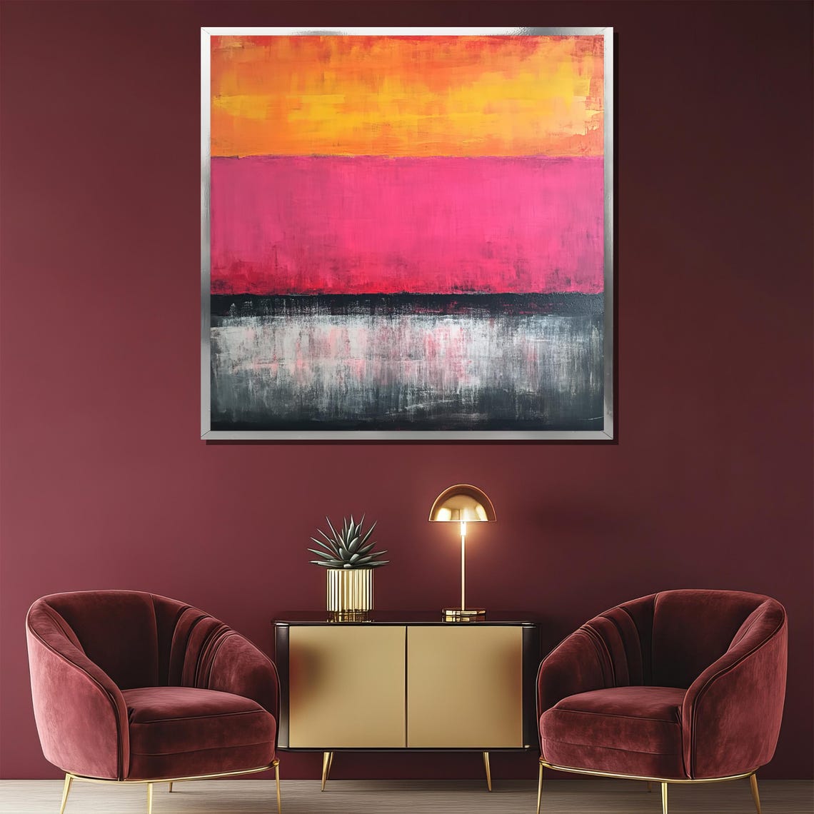 Mark Rothko Pink And Orange Abstract Art Bold Modern Wall Decor Large Minimalist Painting Contemporary Statement Artwork - Image 2