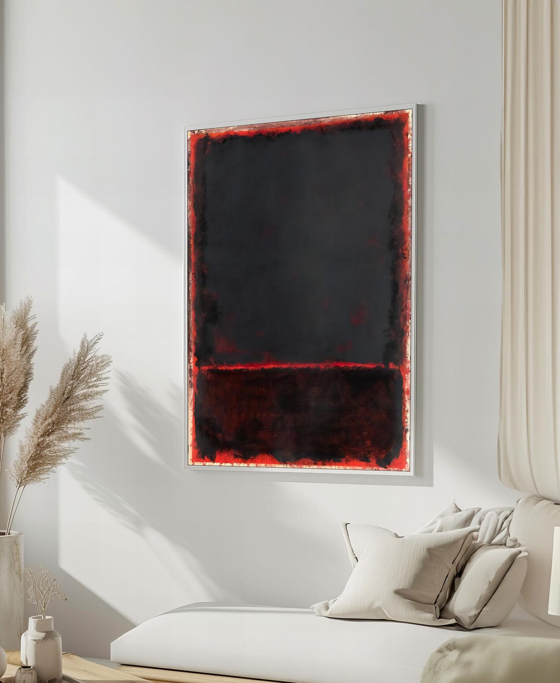 Dark Dramatic Black Red Abstract Color-Field Moody Art Poster