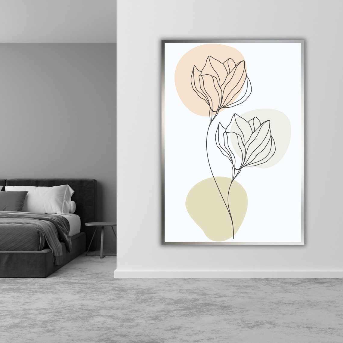 Minimalist Twin Flowers Line Art Beige Botanical Decor Poster - Image 5