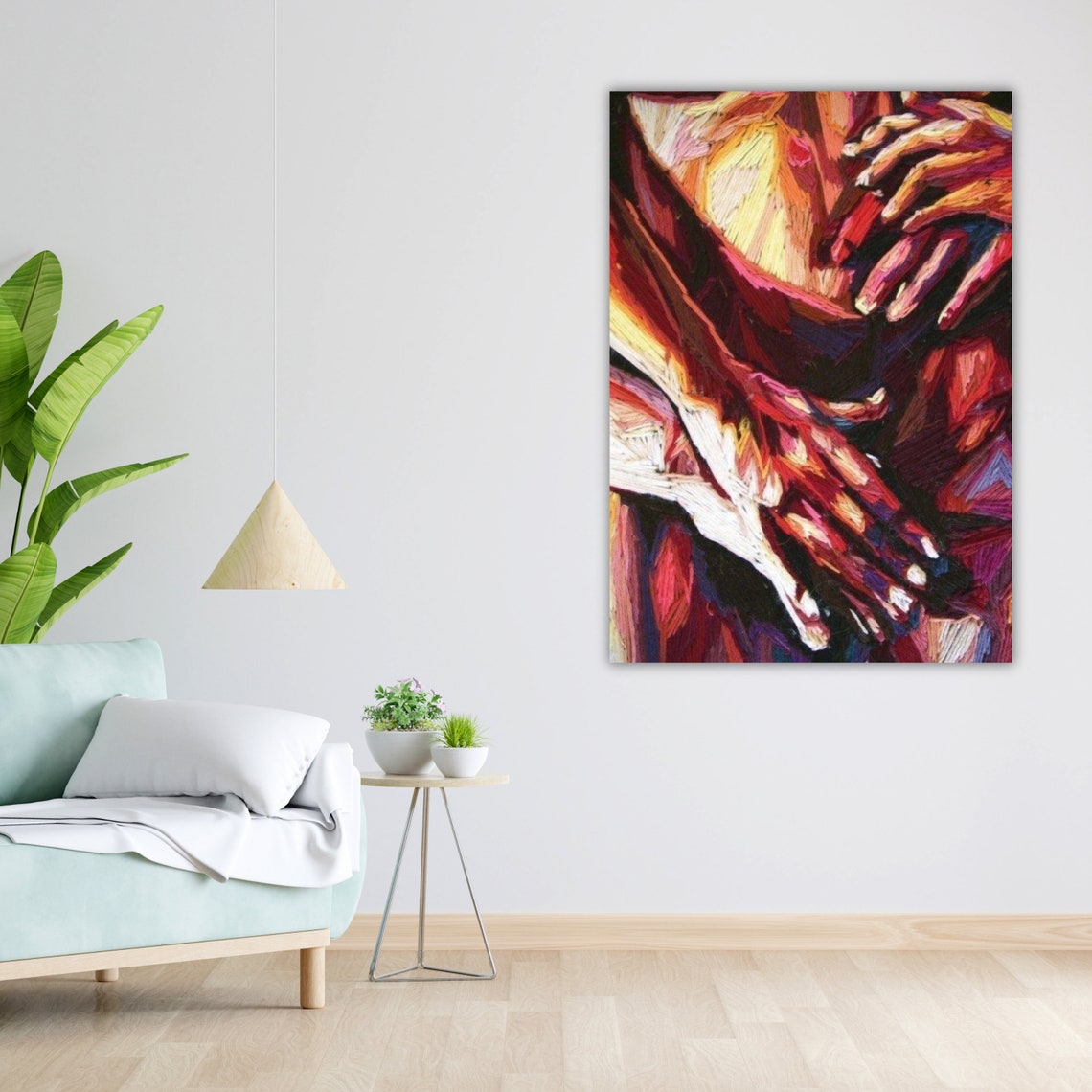 Minimalist Nude Couple Watercolor Art Ready To Hang Framed Wall Decor Romantic Bedroom Art - Image 4