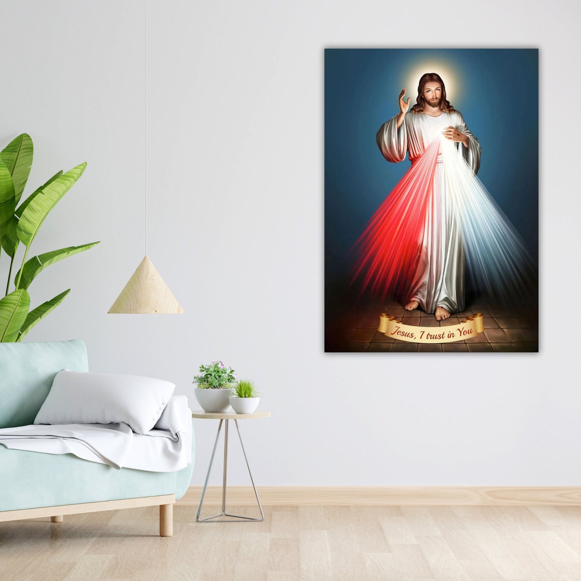 Divine Mercy Jesus Red White Rays Jesus I Trust In You Art Poster - Image 4