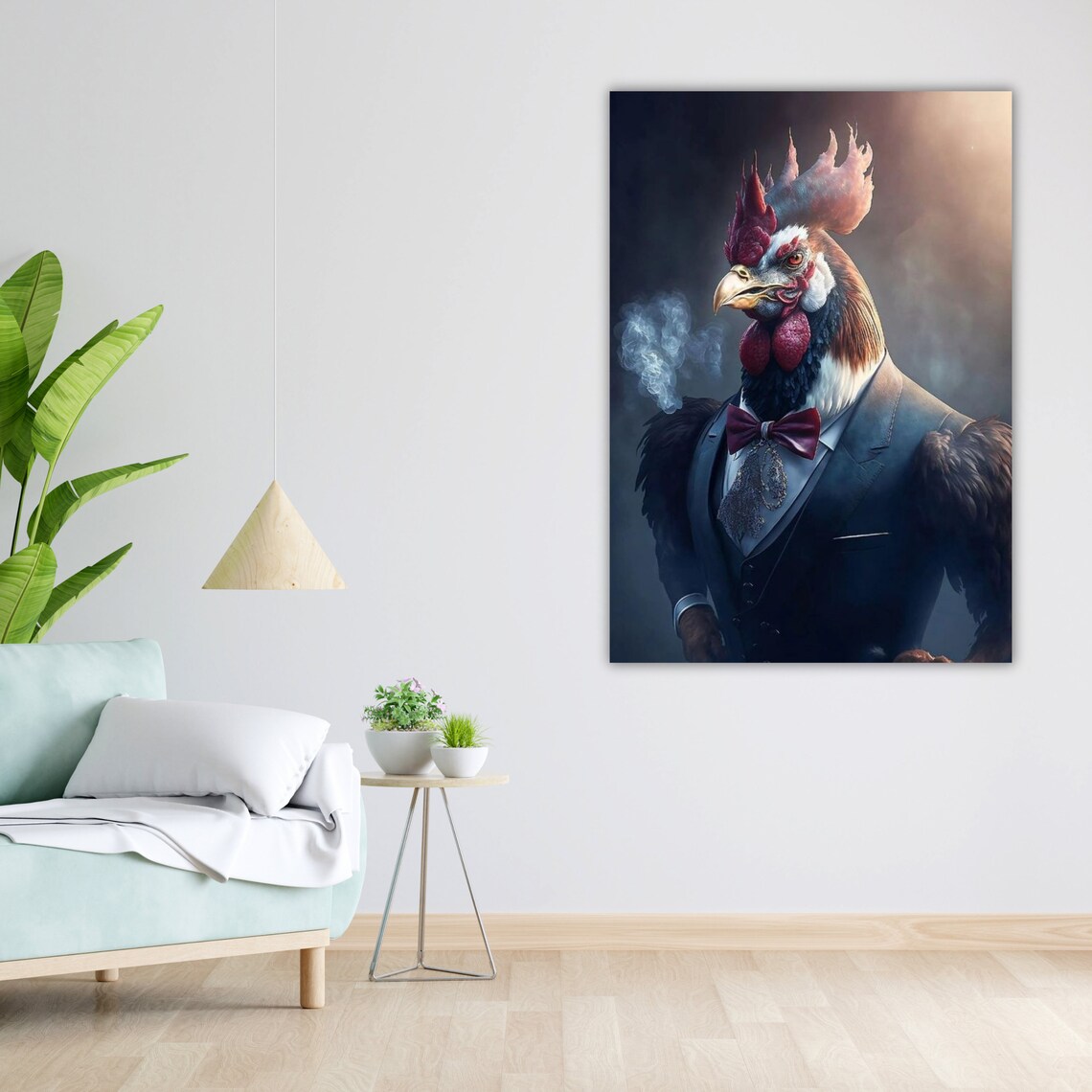 Tuxedo Rooster Portrait Gentleman Chicken Bow Tie Animal Art Poster - Image 4