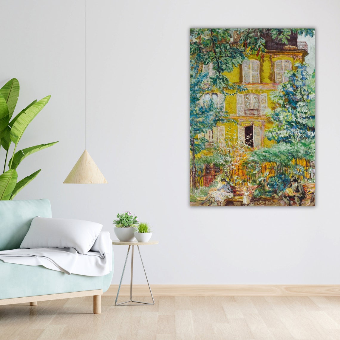 Impressionist Yellow House Garden Courtyard Oil Painting Art Print - Image 4