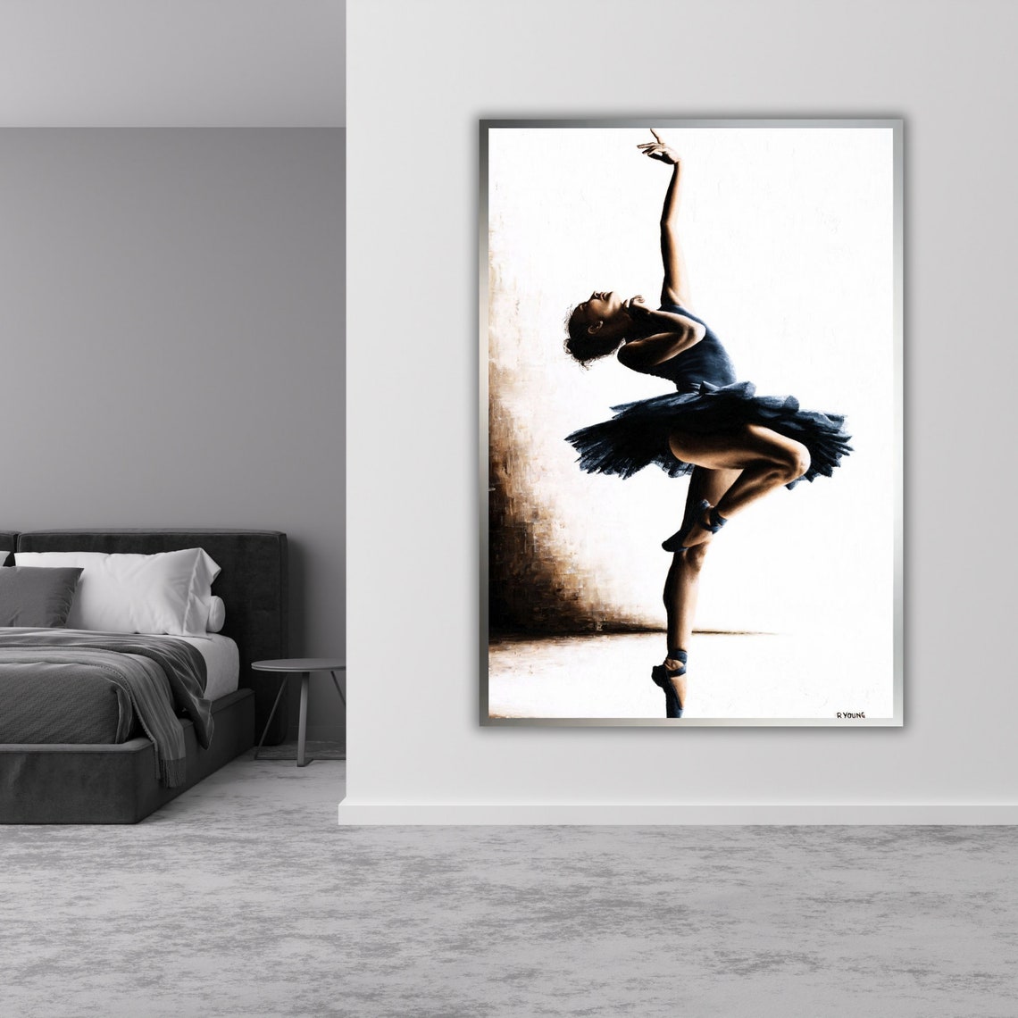 Ballerina Black Tutu En Pointe Dramatic Dance Painting Poster - Image 3