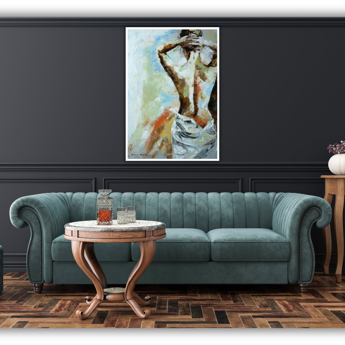 Impressionist Nude Woman Wrapping Towel Painterly Art Poster - Image 4