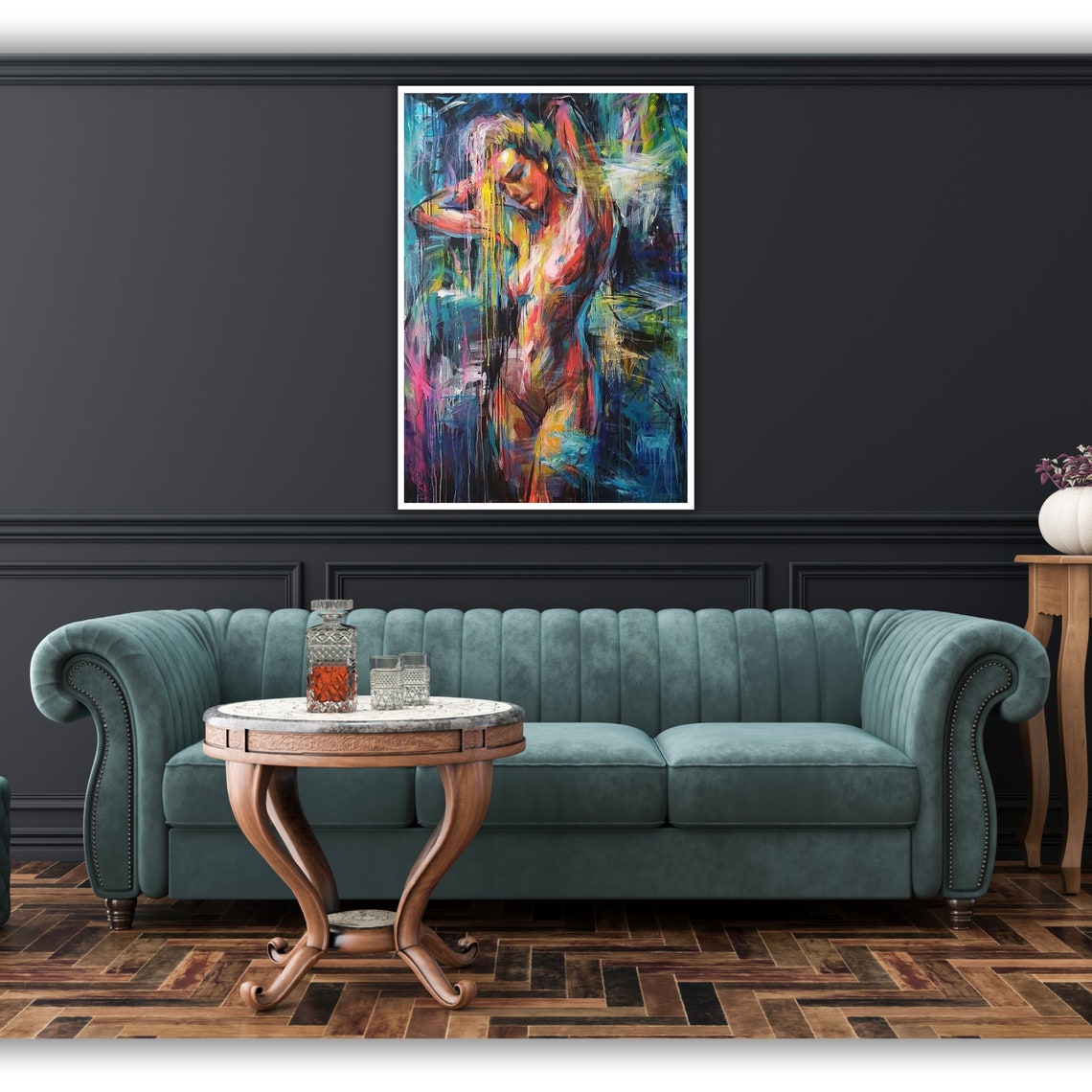 Colorful Abstract Nude Woman Vibrant Expressionist Art Poster - Image 4