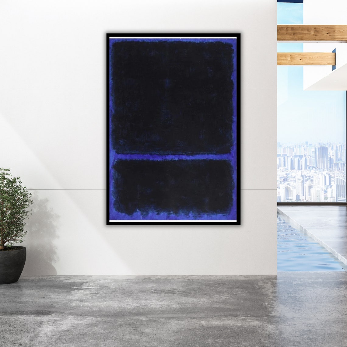Rothko Style Dark Blue Black Moody Color Field Modern Art Wall Poster - Image 2