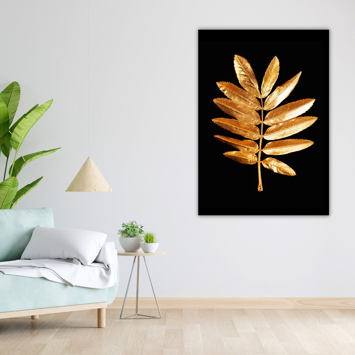 Golden Compound Leaf Black Background Elegant Botanical Poster - Image 4