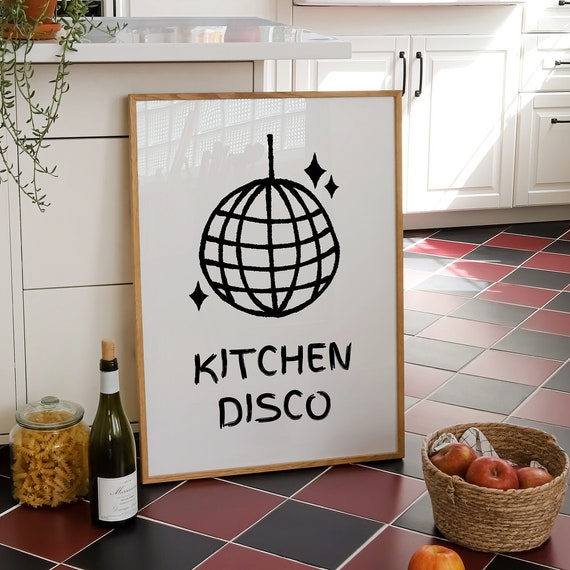 Kitchen Disco Wall Art Aesthetic Kitchen Wall Art Retro Disco Ball Print Funky Kitchen Prints This Kitchen Is For Dancing Art
